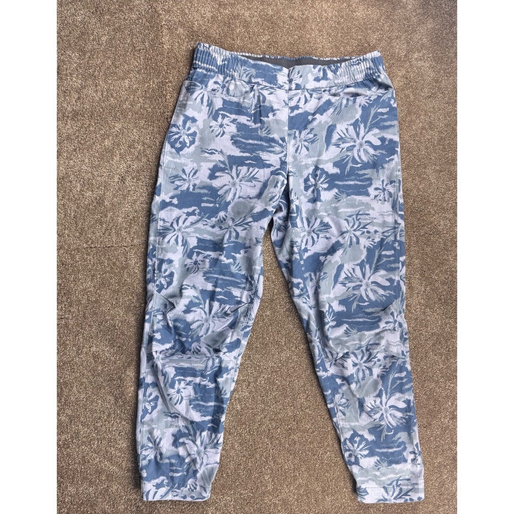 Patagonia Island Farer‎ Pants Womens 12 Blue Floral Hemp Blend Tapered 52955